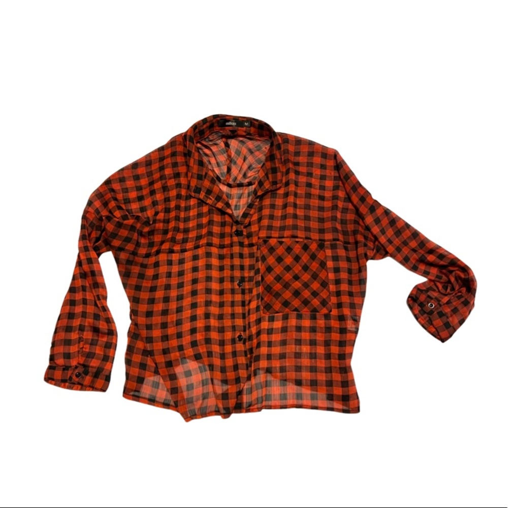 🎉3 for $20 LF Sheer Cropped Millau Checkered Blouse